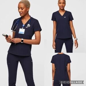 FIGS Navy V-Neck Scrub Top